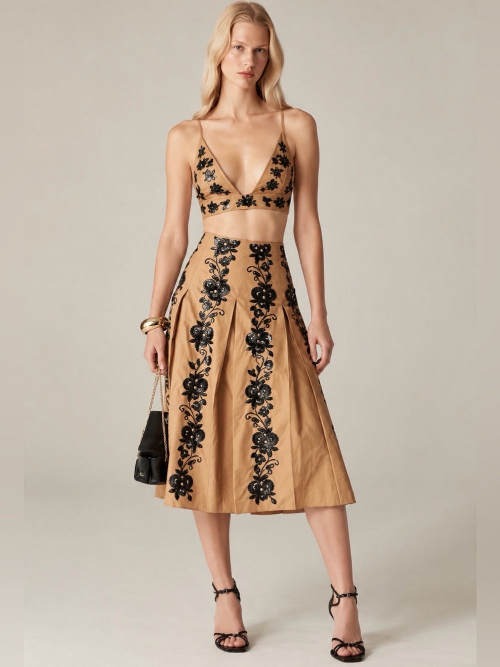 J.Crew Collection bra top with floral sequins